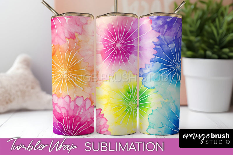 Tie Dye Tumbler Wrap, Rainbow Tumbler Sublimation Background Sublimation OrangeBrushStudio 