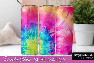 Tie Dye Tumbler Wrap, Rainbow Tumbler Sublimation Background Sublimation OrangeBrushStudio 