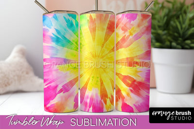 Tie Dye Tumbler Wrap, Rainbow Tumbler Sublimation Background Sublimation OrangeBrushStudio 