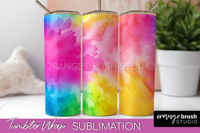 Tie Dye Tumbler Wrap, Rainbow Tumbler Sublimation Background Sublimation OrangeBrushStudio 