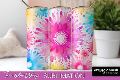Tie Dye Tumbler Wrap, Rainbow Tumbler Sublimation Background Sublimation OrangeBrushStudio 