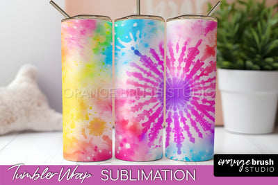 Tie Dye Tumbler Wrap, Rainbow Tumbler Sublimation Background Sublimation OrangeBrushStudio 