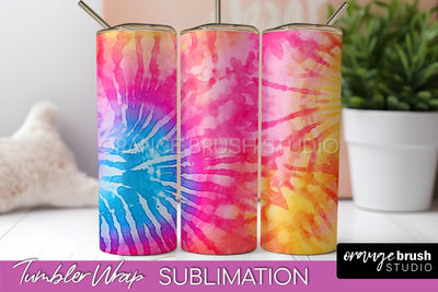 Tie Dye Tumbler Wrap, Rainbow Tumbler Sublimation Background Sublimation OrangeBrushStudio 