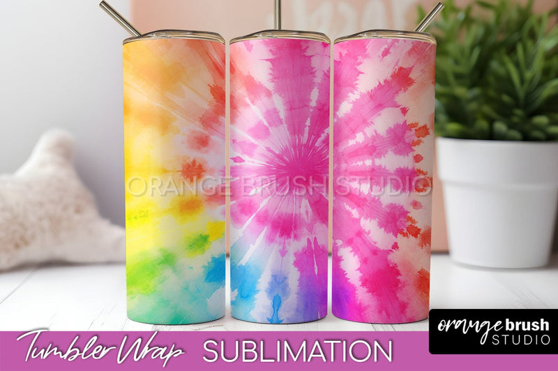 Tie Dye Tumbler Wrap, Rainbow Tumbler Sublimation Background Sublimation OrangeBrushStudio 