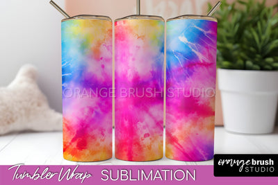 Tie Dye Tumbler Wrap, Rainbow Tumbler Sublimation Background Sublimation OrangeBrushStudio 