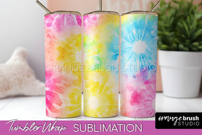 Tie Dye Tumbler Wrap, Rainbow Tumbler Sublimation Background Sublimation OrangeBrushStudio 
