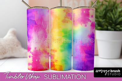 Tie Dye Tumbler Wrap, Rainbow Tumbler Sublimation Background Sublimation OrangeBrushStudio 