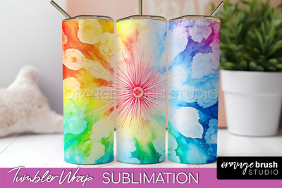 Tie Dye Tumbler Wrap, Rainbow Tumbler Sublimation Background Sublimation OrangeBrushStudio 