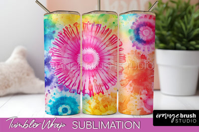 Tie Dye Tumbler Wrap, Rainbow Tumbler Sublimation Background Sublimation OrangeBrushStudio 