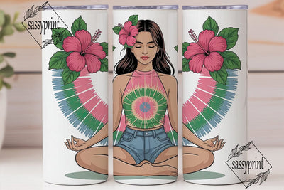 Tie-Dye Yoga Girl 20oz Tumbler Wrap Sublimation sassyprint 