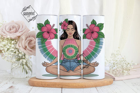 Tie-Dye Yoga Girl 20oz Tumbler Wrap Sublimation sassyprint 
