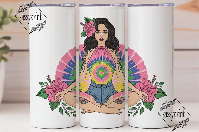 Tie-Dye Yoga Girl 20oz Tumbler Wrap Sublimation sassyprint 