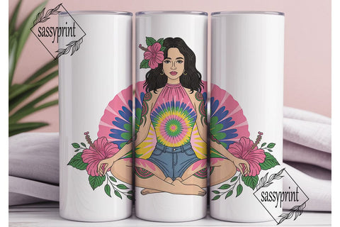 Tie-Dye Yoga Girl 20oz Tumbler Wrap Sublimation sassyprint 