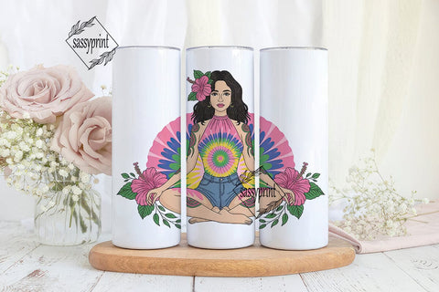Tie-Dye Yoga Girl 20oz Tumbler Wrap Sublimation sassyprint 