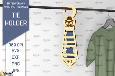 Tie Holder Laser Cut. Wood Tie Rack SVG Laser Cut SVG Evgenyia Guschina 