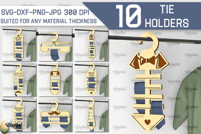 Tie Holders Laser Cut Bundle. Wood Tie Racks SVG Laser Cut SVG Evgenyia Guschina 