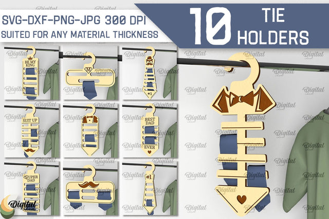 Tie Holders Laser Cut Bundle. Wood Tie Racks SVG Laser Cut SVG Evgenyia Guschina 