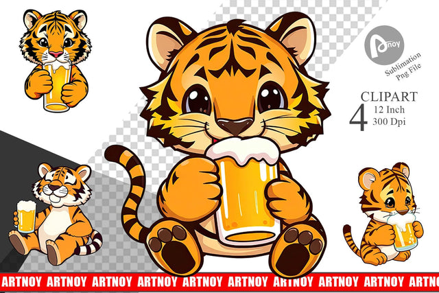 Tiger Beer Day Clipart Sublimation artnoy 