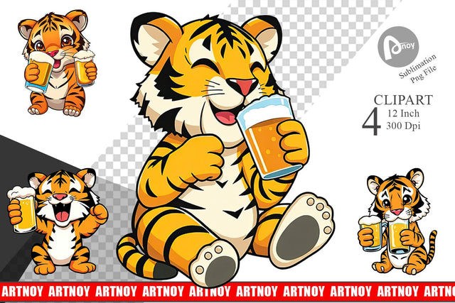Tiger Beer Day Clipart Sublimation artnoy 