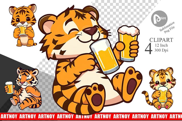 Tiger Beer Day Clipart Sublimation artnoy 