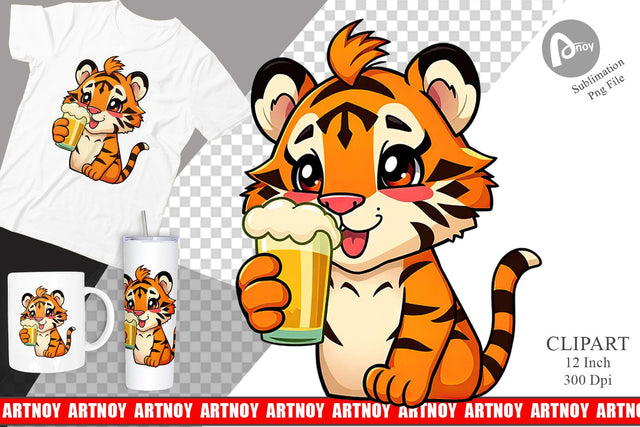 Tiger Beer Day Clipart Sublimation artnoy 