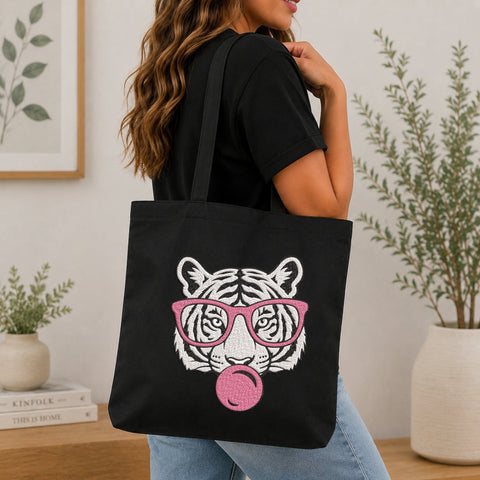 Tiger Bubble Gum Embroidery Design – Cool Tiger with Pink Glasses Machine Embroidery File, Trendy Animal Design Embroidery/Applique DESIGNS PatternFeed8 