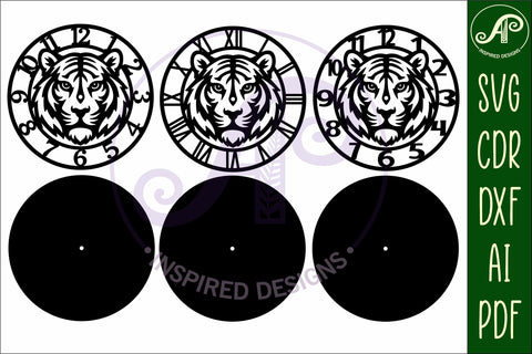 Tiger Clock SVG, Tiger Face Wall Clock Laser Cut File SVG APInspireddesigns 
