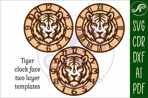 Tiger Clock SVG, Tiger Face Wall Clock Laser Cut File SVG APInspireddesigns 