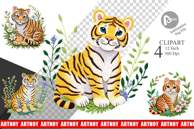 Tiger Embroidery Clipart Sublimation artnoy 