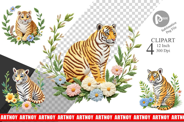 Tiger Embroidery Clipart Sublimation artnoy 
