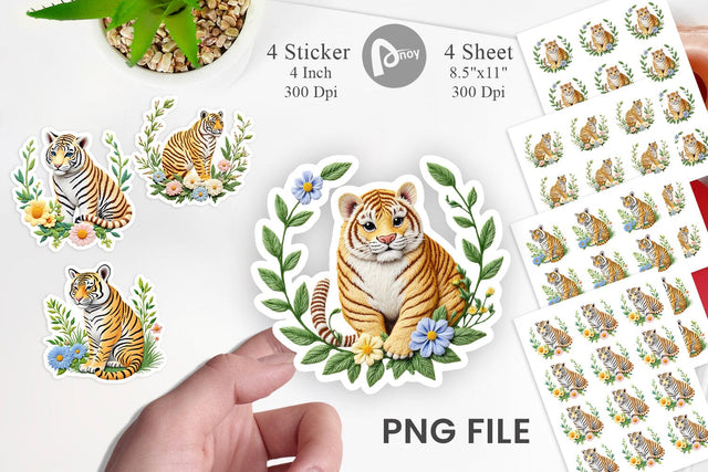 Tiger Embroidery Sticker Sublimation artnoy 