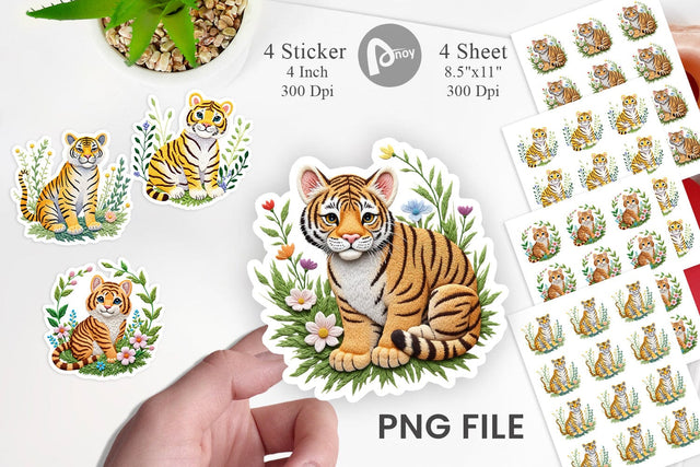 Tiger Embroidery Sticker Sublimation artnoy 