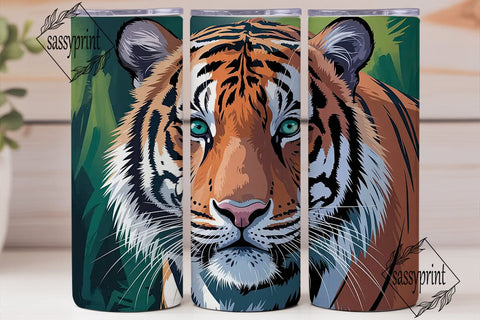 Tiger Face Close-Up 20oz Tumbler Wrap Sublimation sassyprint 