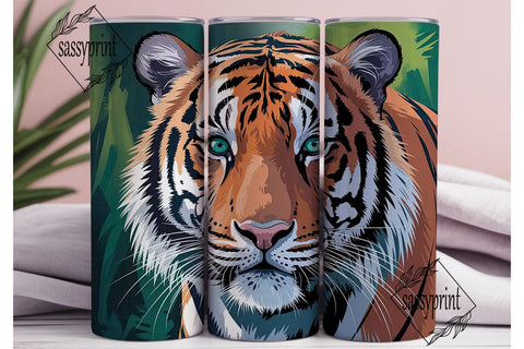 Tiger Face Close-Up 20oz Tumbler Wrap Sublimation sassyprint 