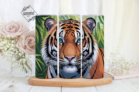 Tiger Face Close-Up 20oz Tumbler Wrap Sublimation sassyprint 