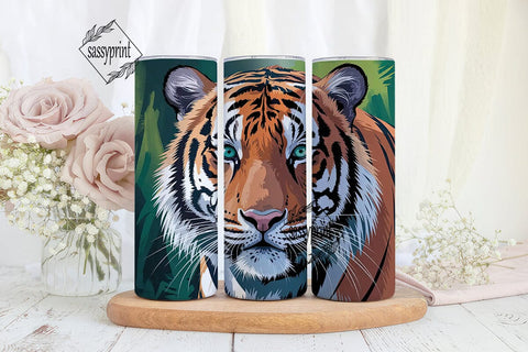 Tiger Face Close-Up 20oz Tumbler Wrap Sublimation sassyprint 