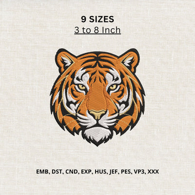 Tiger Face Machine Embroidery Design – Wild Animal Head Embroidery File Embroidery/Applique DESIGNS PatternFeed8 