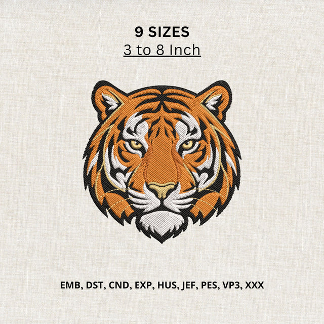 Tiger Face Machine Embroidery Design – Wild Animal Head Embroidery File Embroidery/Applique DESIGNS PatternFeed8 