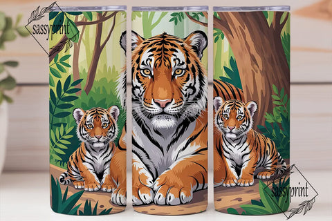 Tiger Family 20oz Tumbler Wrap Sublimation sassyprint 