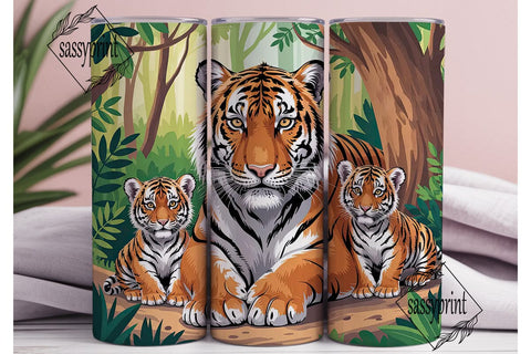 Tiger Family 20oz Tumbler Wrap Sublimation sassyprint 