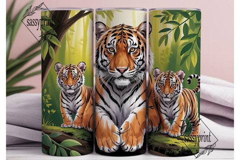 Tiger Family 20oz Tumbler Wrap Sublimation sassyprint 