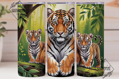 Tiger Family 20oz Tumbler Wrap Sublimation sassyprint 