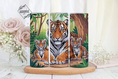 Tiger Family 20oz Tumbler Wrap Sublimation sassyprint 