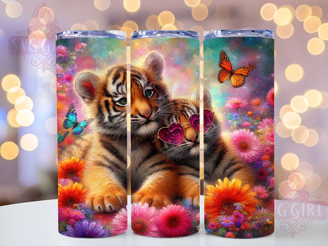 Tiger Family Floral Safari Tumbler Wrap, Baby Animal Design, Floral Tiger Art, Family Wildlife Cup, Safari Animal Gift, Sweet Tiger Wrap, Motherhood Sublimation Sublimation SvggirlplusArt 
