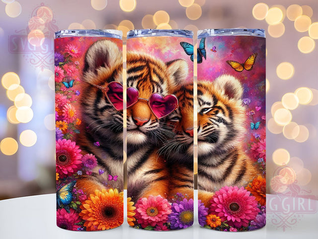 Tiger Family Floral Safari Tumbler Wrap, Baby Animal Design, Floral Tiger Art, Family Wildlife Cup, Safari Animal Gift, Sweet Tiger Wrap, Motherhood Sublimation Sublimation SvggirlplusArt 