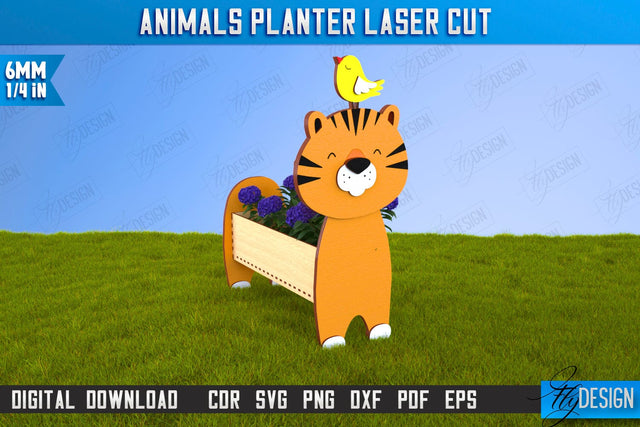 Tiger Flower Stand Laser Cut | Garden Design | Home Decor | Flower Holder | CNC File SVG Fly Design 