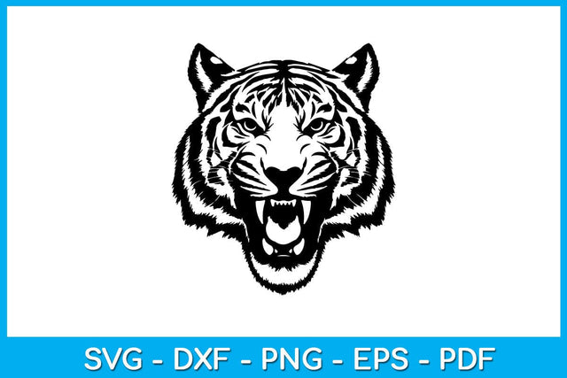 Tiger Head Logo Vector Silhouette SVG Creativedesigntee 