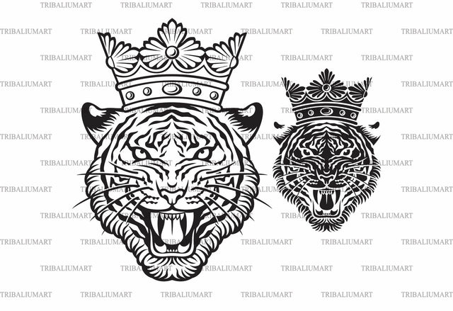 Tiger head with Crown SVG TribaliumArtSF 