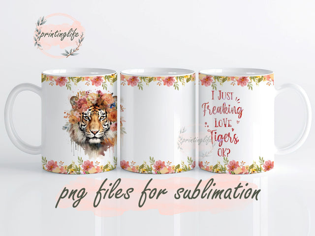 Tiger Mug Wrap Mug, Tiger Mug Sublimation Design, Tiger Mug Wrap, Instant Digital Download PNG Sublimation PrintingLife 