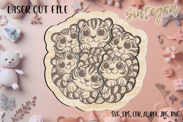 Tiger Puzzle For Kids SVG Laser Cut File SVG Sintegra 